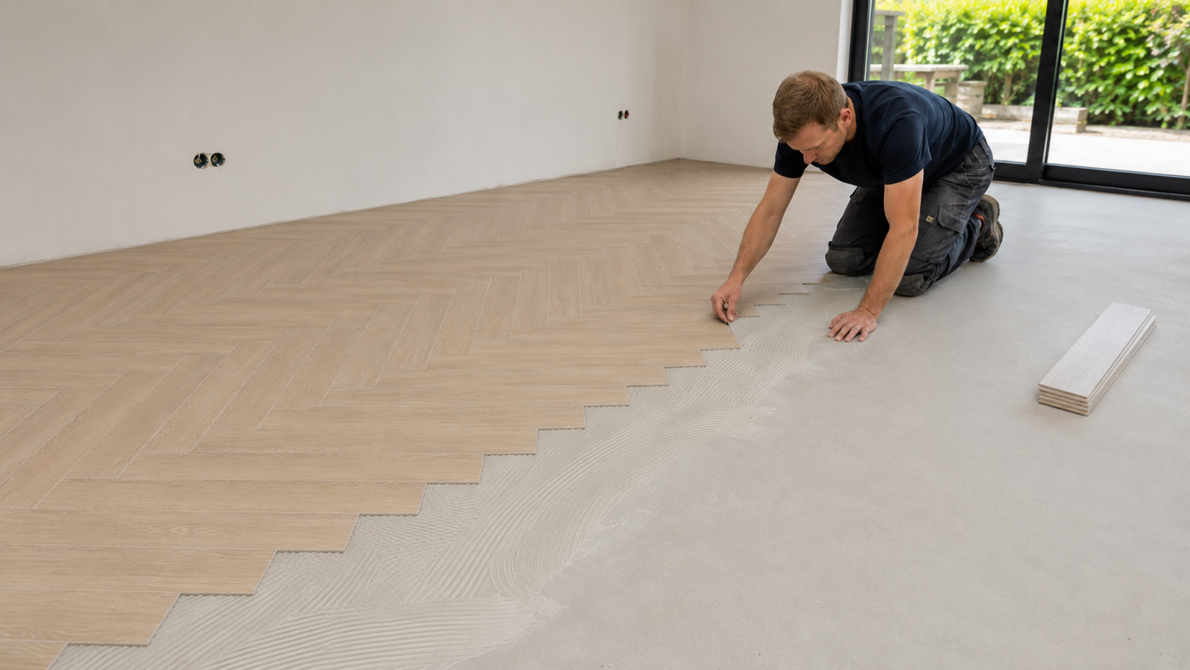 Pvc vloer wordt gelegd